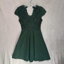 Rare Editions Dress Girls 12 Green Lace Fit Flare Party Formal Wedding Dressy
