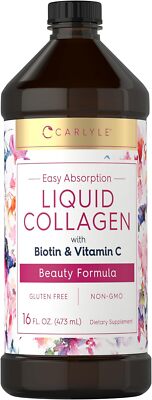 Liquid Collagen 16 Fl Oz with Biotin and Amino Acid Protein Natural Berry Flavor