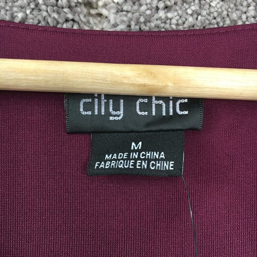 City Chic womens dress 18 purple burgundy scoop neck long sleeve knee length M - Picture 13 of 18