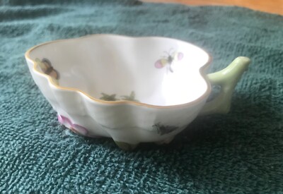 Vintage HEREND Hungary Hand Painted Porcelain Leaf Birds