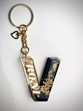 Black & Clear Letter & Name Personalize  Keychain