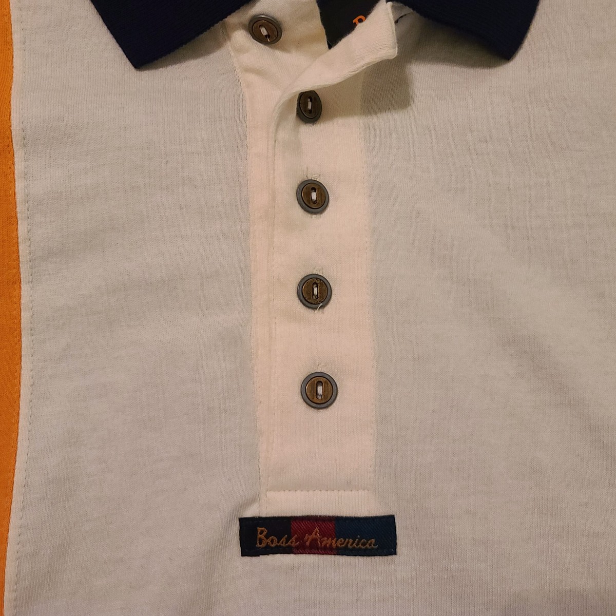 VTG Men's Boss America by Broadhurst Colorblock Striped Polo Shirt