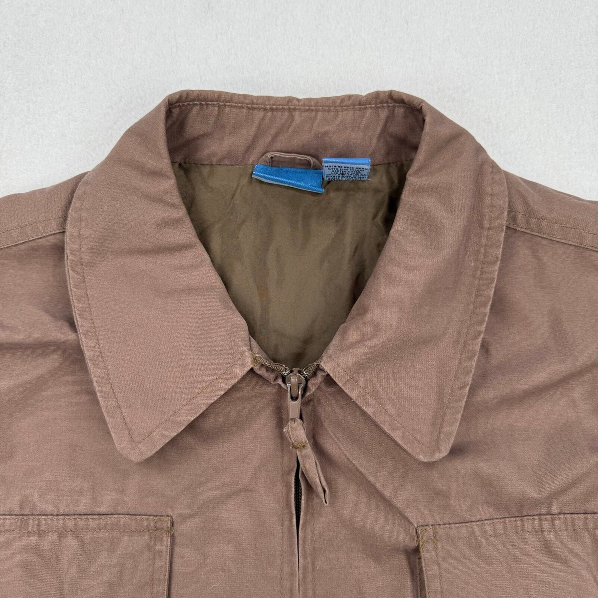 Vintage Norman Rockwell Jacket Size Large Brown Zip Up Collared
