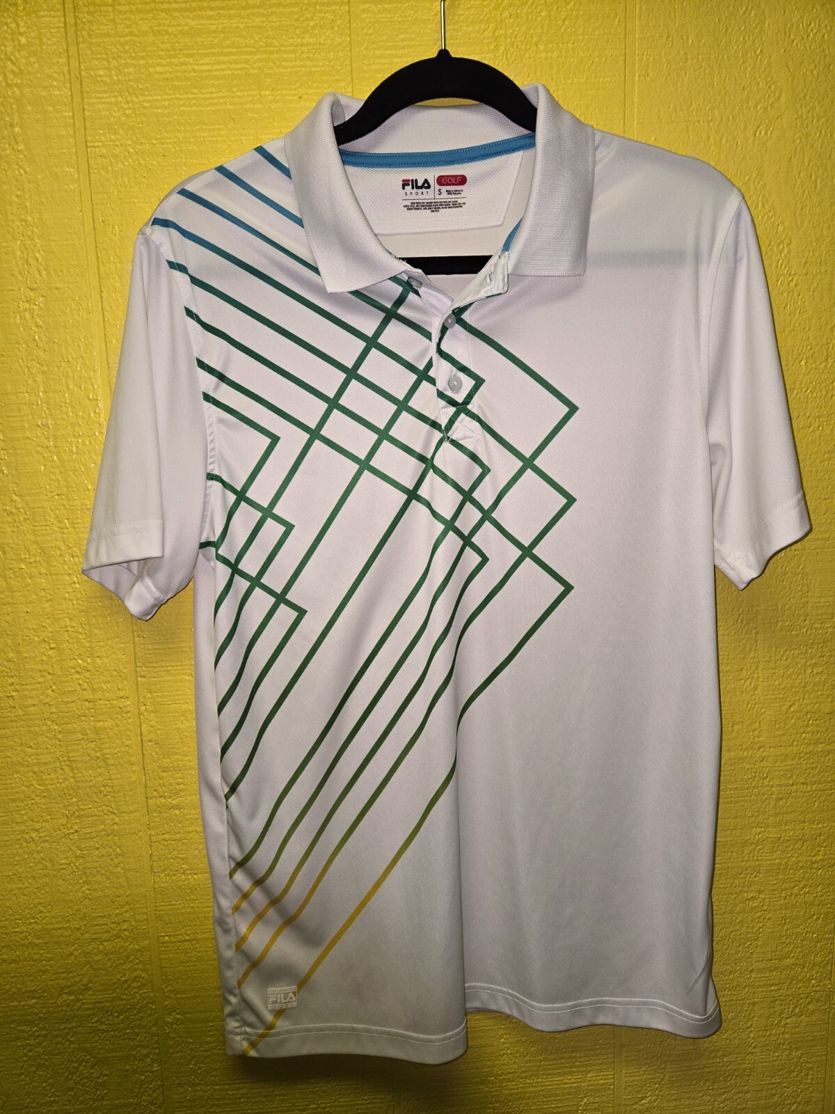 Fila Sport Golf Poliestere manica corta PICCOLA Bianco con Design Verde