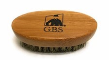 Wood Beard Brush for Men - Boar Bristles Small and Round - Brown Bamboo Wood