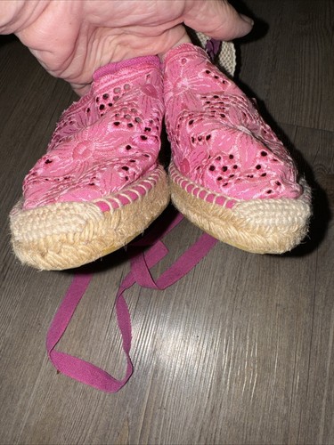 Jacques Levine Espadrille mit Wickelbein Keilabsatz Schuhe Größe 8 rosa Ösen Spitze Spanien - Bild 9 von 11