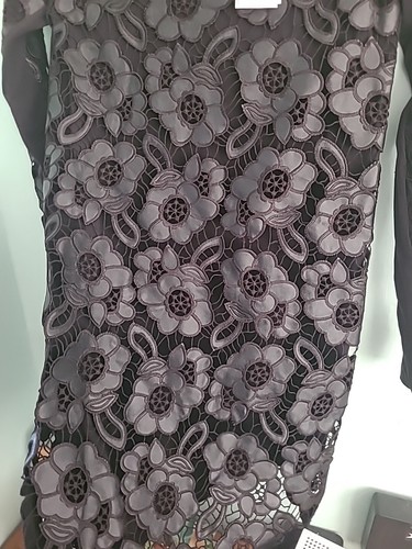 French Connection Black Dress Lace Front Panel Black Faux Leather Brand New Size - Picture 11 of 14