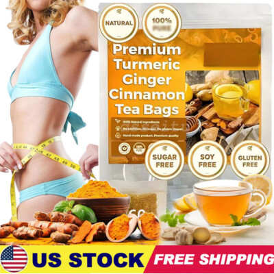 60Bags Turmeric Ginger Cinnamon Tea No Additive Support Brain Weight Sleep-Skin
