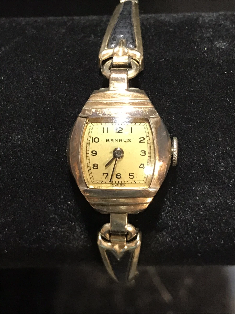 Vintage BENRUS Ladies 17j Model AB2 Watch w 10k G.F. Band For