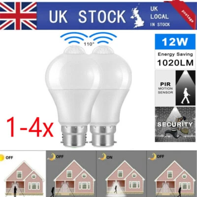 1-4PCS PIR Motion Sensor B22 LED Lamp Bulb Globe Auto ON/OFF Energy Saving Light