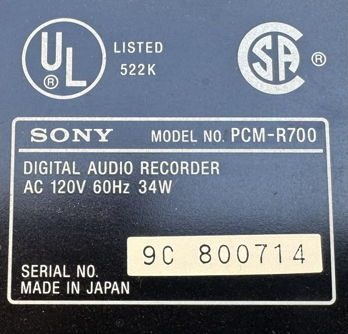 SONY PCM-R700 Digital Audio Tape DAT Rack and Remote fully SONY PCM-R700 Digital Audio Tape DAT Rack and Remote fully