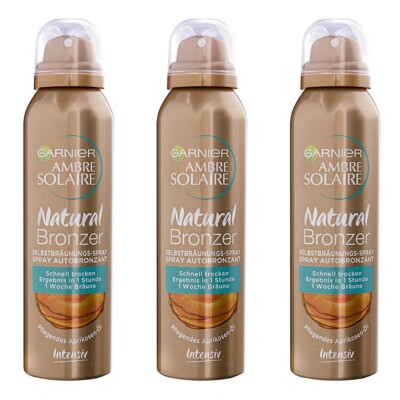   Garnier Ambre Solaire NATURAL BRONZER Selbstbräunungs Spray 3 x 150 ml  