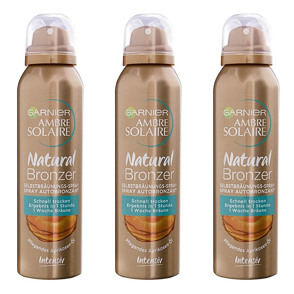 ✅ Garnier Ambre Solaire NATURAL BRONZER Selbstbräunungs Spray 3 x 150 ml ✅