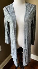 Marla Wynne Long, Reversible Cardigan Duster w/Slit in Solid/Print Medium NWT