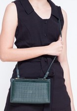 NWB Fossil Sage Green Leather Suede Crossbody Double-Zip SLG1322366 Dust Bag FS