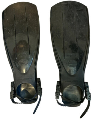 Aqua Lung Fins Deep Sea Pulse Scuba Diving Swim Open Heel Black Sz Small