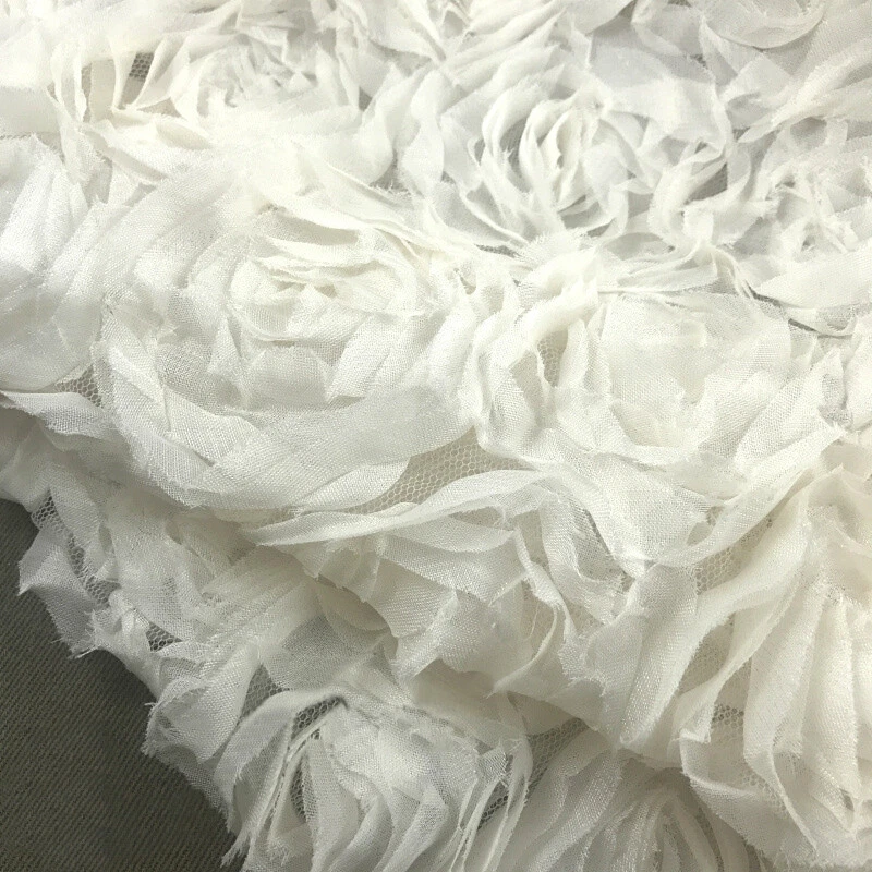 3D-розовое кружево свадебная ткань розетка шифоновая ткань ширина 51 дюйм свадебное платье 0,5 ярда - Изображение 4 из 4