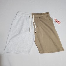 Fleece Factory Shorts Mens Large White Beige Sweat Lounge Active Wear Drawstring