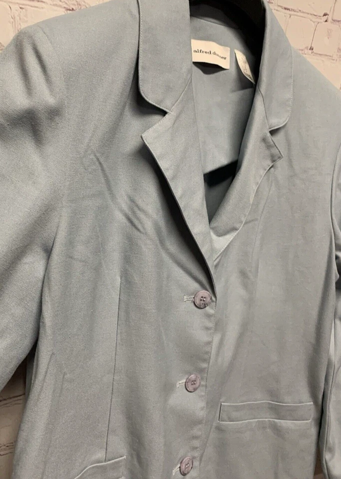 Женский костюм куртка Alfred Dunner размер 12 детская синяя льняная смесь - Изображение 3 из 4