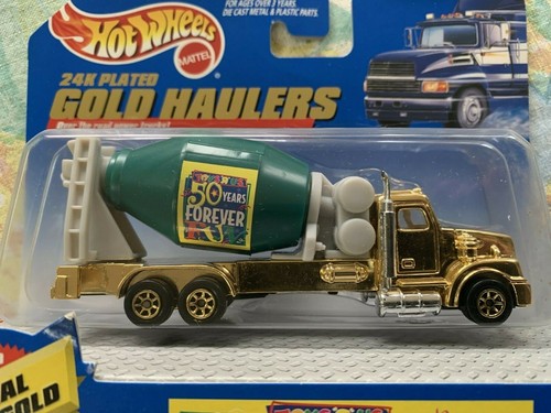 Vintage 1998 Hot Wheels 24K Plated Gold Haulers Cement Truck NOS MIP - Picture 2 of 6