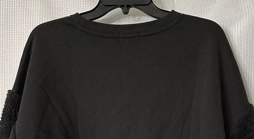 NWT Mudpie Womens Long Sleeve Black Layla Sherpa Pullover Sweatshirt Size Medium - Picture 10 of 11