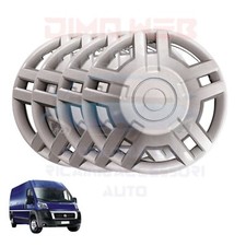 KIT SET COPPE RUOTA COPRICERCHI PER FIAT DUCATO DAL 2009 15" LOGO ROSSO BORCHIE