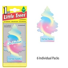 6 x Little Trees Cotton Candy Scent Car and Home Hanging Air Fresheners