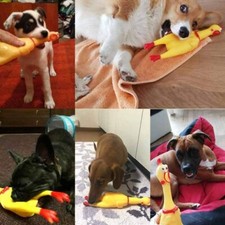 Big Size 14"L Toys Pet Rubber Chicken Screaming Shrilling Puppy Chewing Squeeze