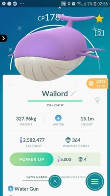 Pokemon Trade Go -- Shiny Wailord ( Wailmer Evolution ) 