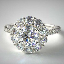 1.60 Ct Round Simulated Diamond Wedding Engagement Ring 14K Real White Gold 6