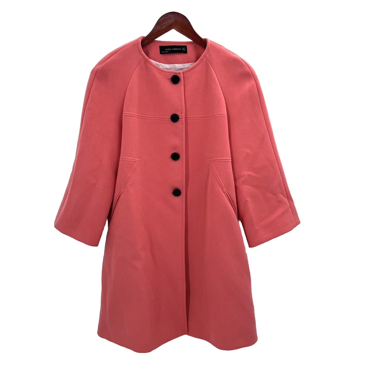 Zara Woman Coral Peach Long Winter Coat Overcoat Womens Size Small | eBay