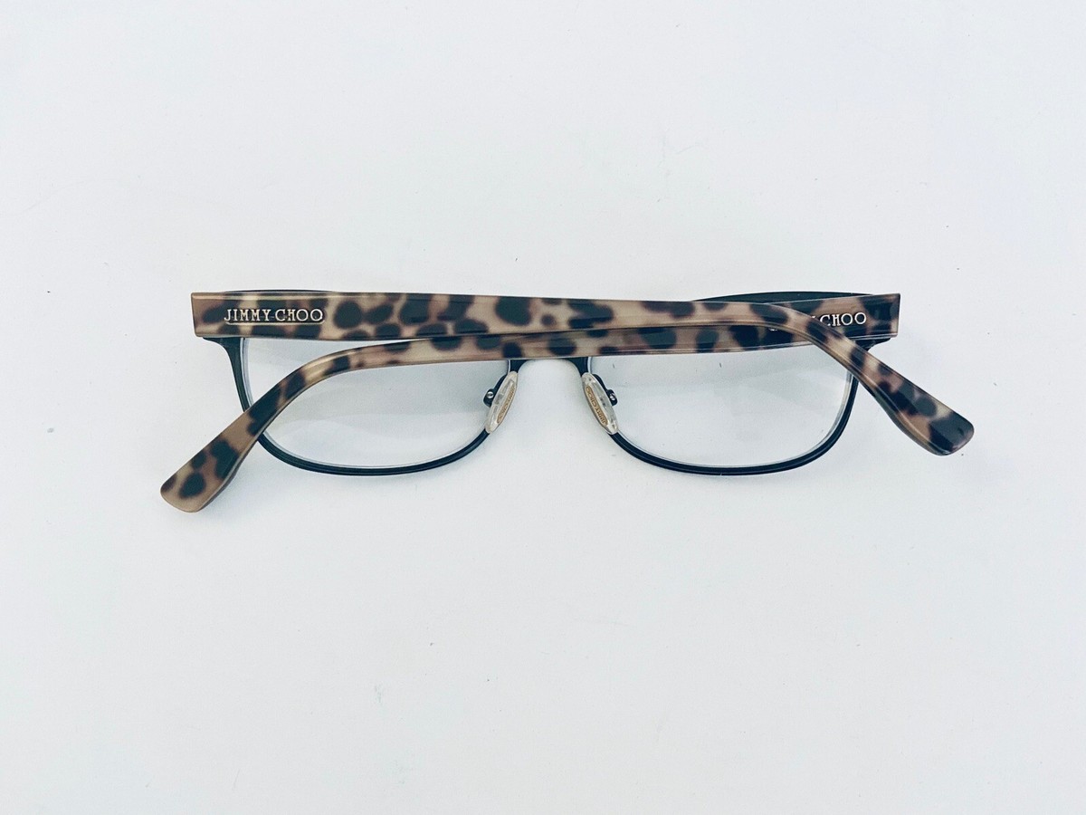 Jimmy Choo Black & Gold Cat Eye W Leopard Pearl Temple 