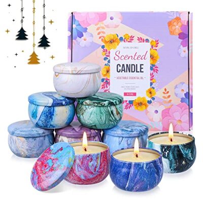 Candele botaniche blu con fiori secchi pressati, regalo di inaugurazione della casa, regalo per lei, candele floreali, decorazioni da tavola, regalo di candele unico - Italia