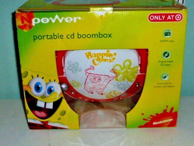 SpongeBob Portable Programmable CD Boombox AM/FM Radio MP3 Player Nickelodeon - Image 4 of 4