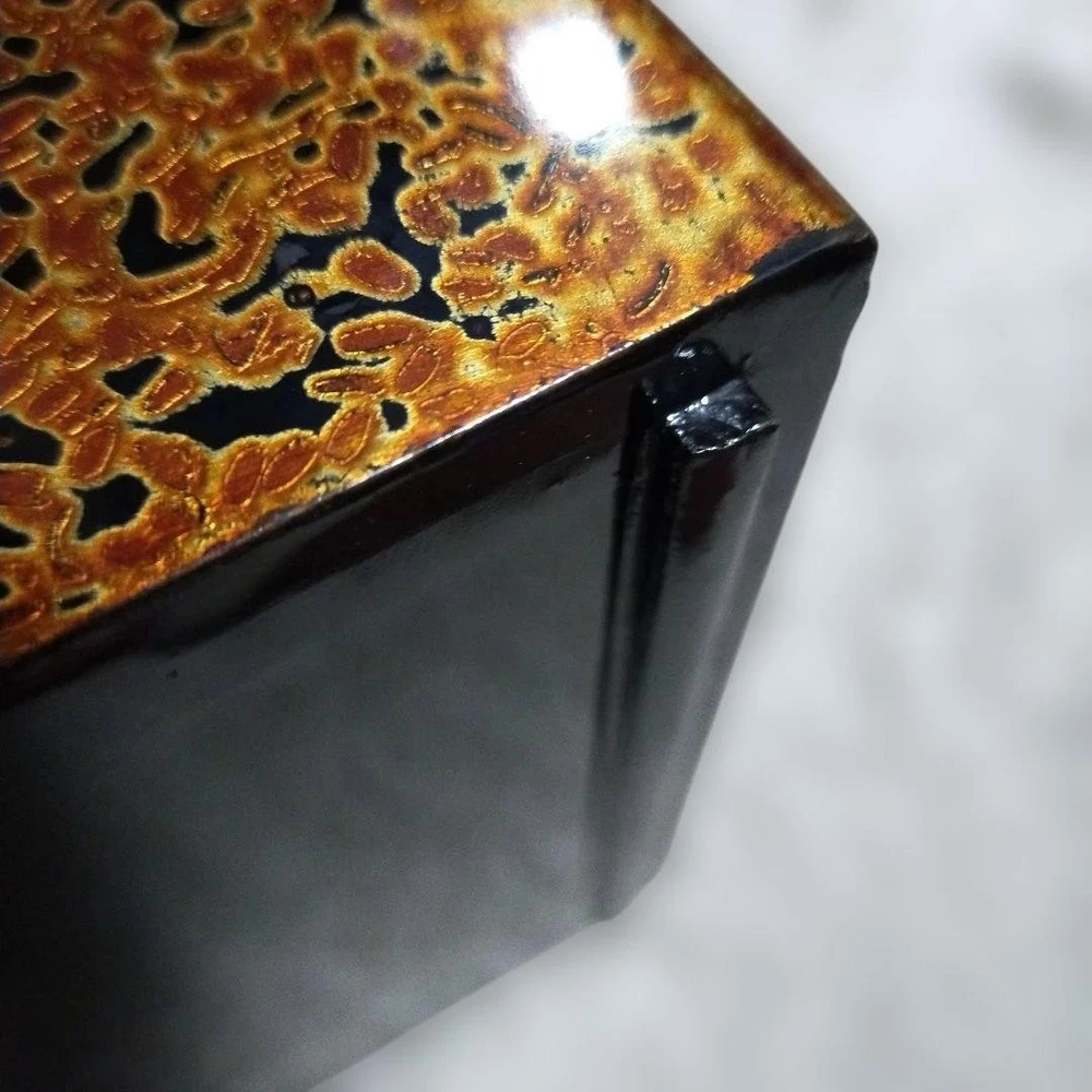 Jubako Bento Box Japanese Showa retro Tsugaru lacquer box gold and brown pattern Jubako Bento Box Japanese Showa retro Tsugaru lacquer box gold and brown pattern