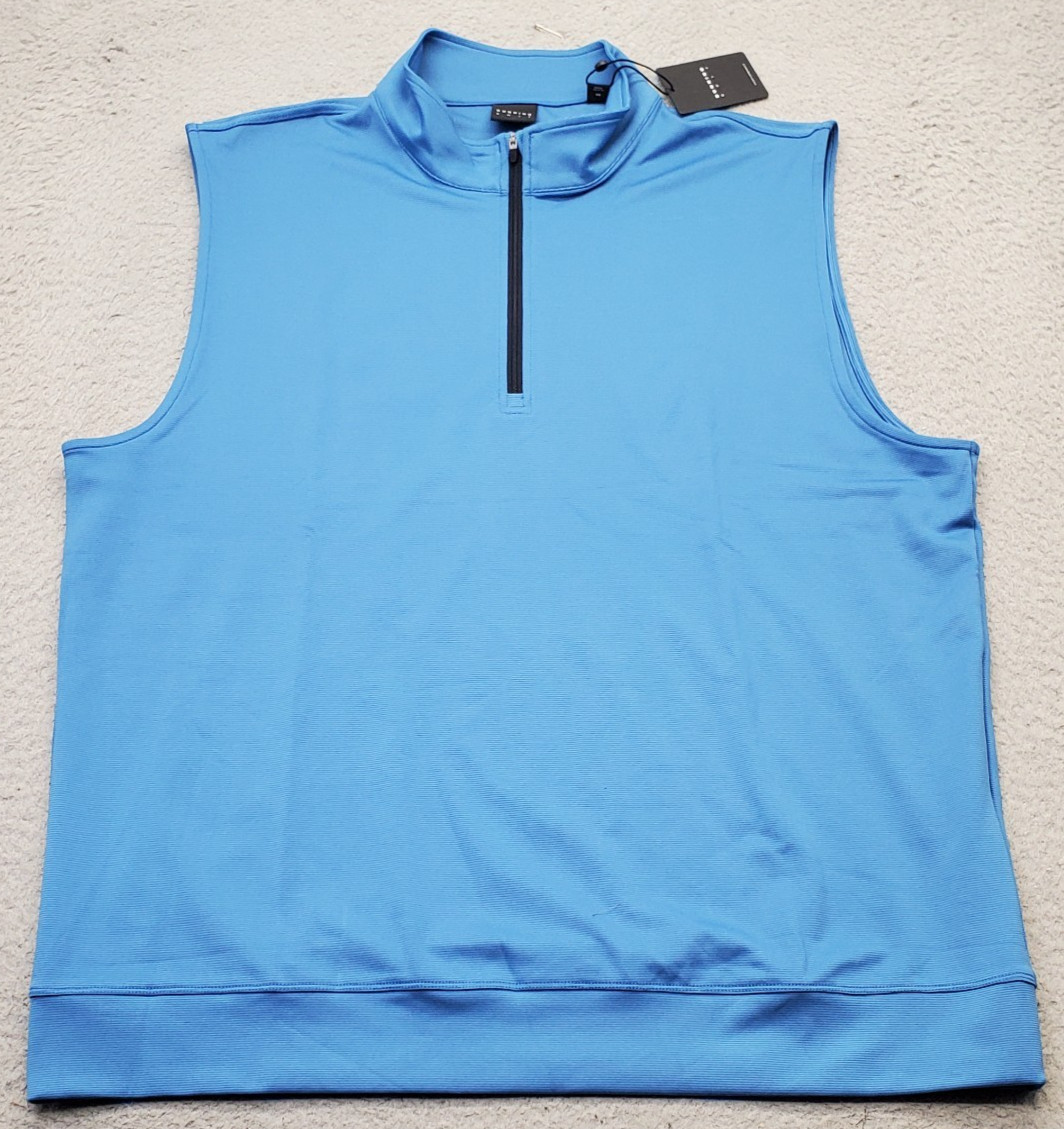 Vest Mens Xl Blue Striped Performance Stretch Sleeveless