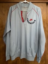 Vintage 70s/80s NIKE Colonials Gray/Red Snap Neck Pullover Warm Up Shirt XL USA