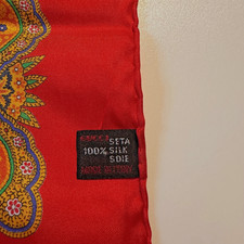Vintage Designer Pocket Square 100 Silk Hand RolledGold Medallion Made in Italy