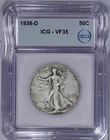 1938-D Walking Liberty Half Dollar 50C ICG VF35
