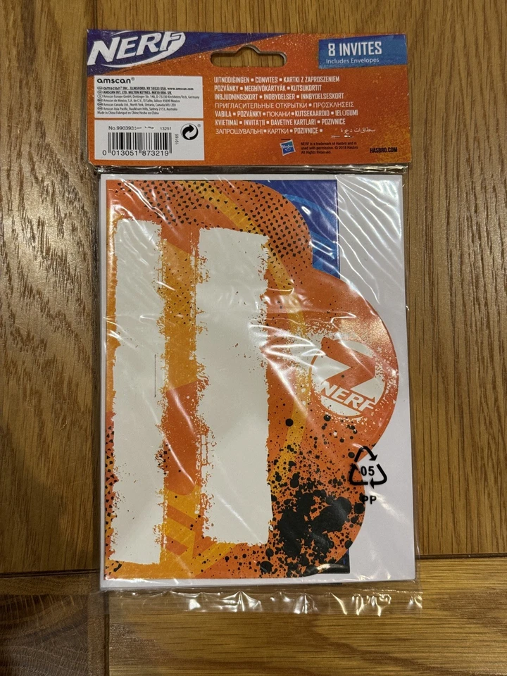 Nerf Birthday Invitation. Pack of 8. Envelopes included. - Image 3 of 4