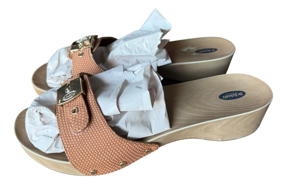Original Dr Scholls Classic Wood Sandals Shoes Women’s 8 Tan