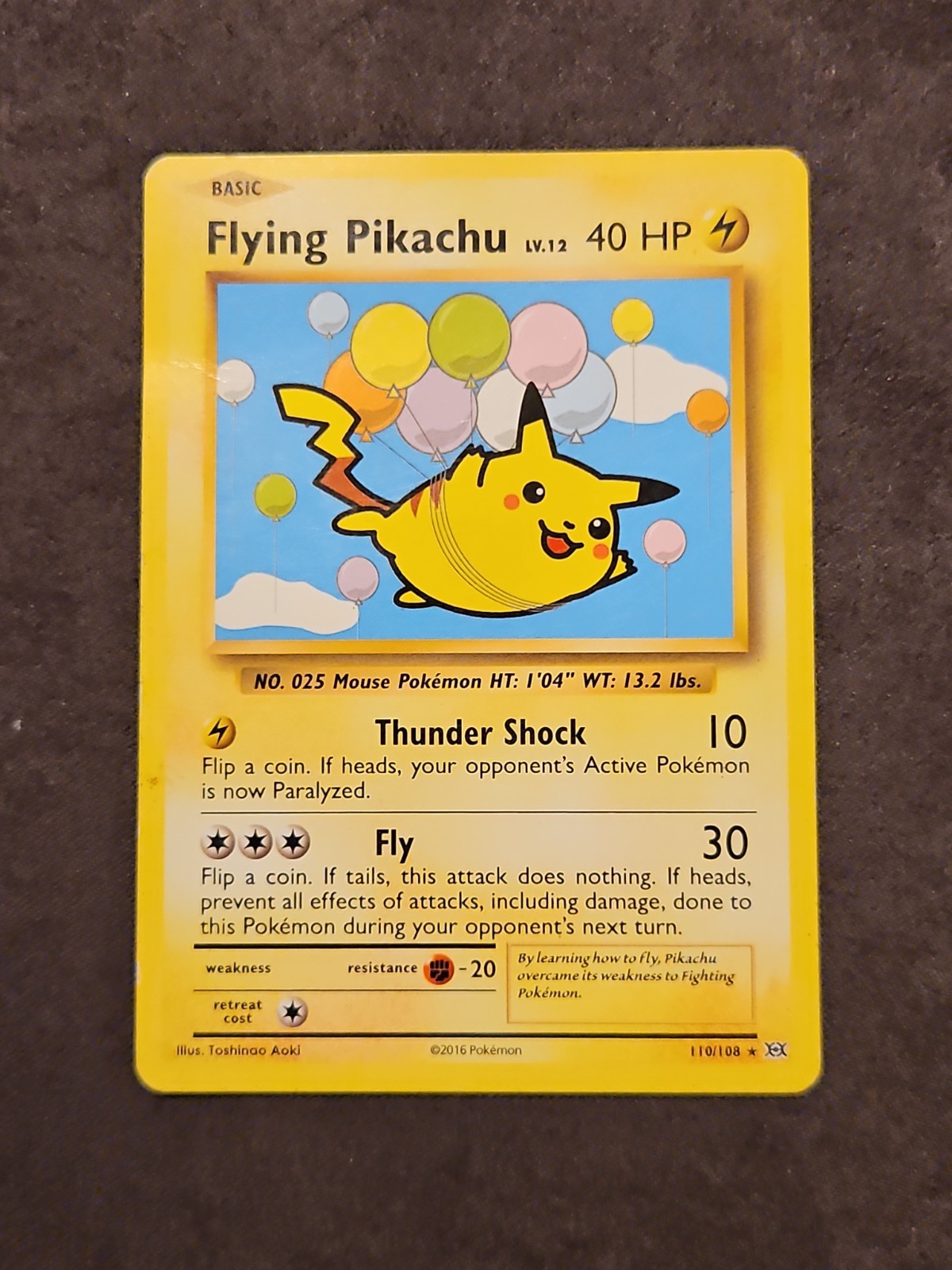 Pokemon TCG Flying Pikachu 110/108 XY Evolutions Secret Rare NM
