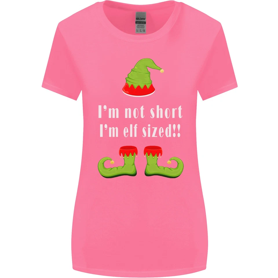 I'M Not Court Im Elfe Taille Drôle Noël Femmes Plus Large Coupe Tshirt - Photo 3/4