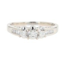 .45ctw Princess Cut Diamond Three-Stone Engagement Ring 14k White Gold Size 9