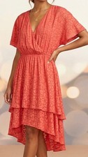 Show Me Your Mumu Red Leopard Jacquard V-Neck Tiered Mini Dress