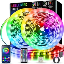 Led Lights for Bedroom 100 ft 2 Rolls of 50ft Music Sync Color Changing RGB L...
