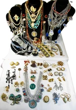 Vintage Gold Tone Jewelry Lot Trifari Givenchy Monet Anne Klein Weiss 92 Items