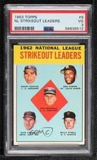 1963 Topps League Leaders Don Drysdale Sandy Koufax Bob Gibson #9 PSA 3 HOF 11rv