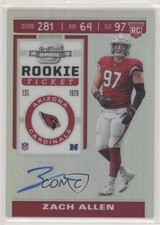 2019 Panini Contenders Optic Holo Prizm Rookie Ticket Zach Allen #162 Auto 0v4o