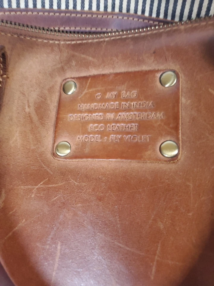 O My Bag Fly Violet Midi Camel Leather Tote Bag With Shoulder Strap - Image 3 of 4